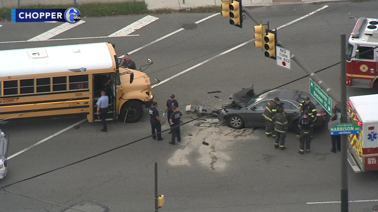 School bus, car collide in Wissinoming