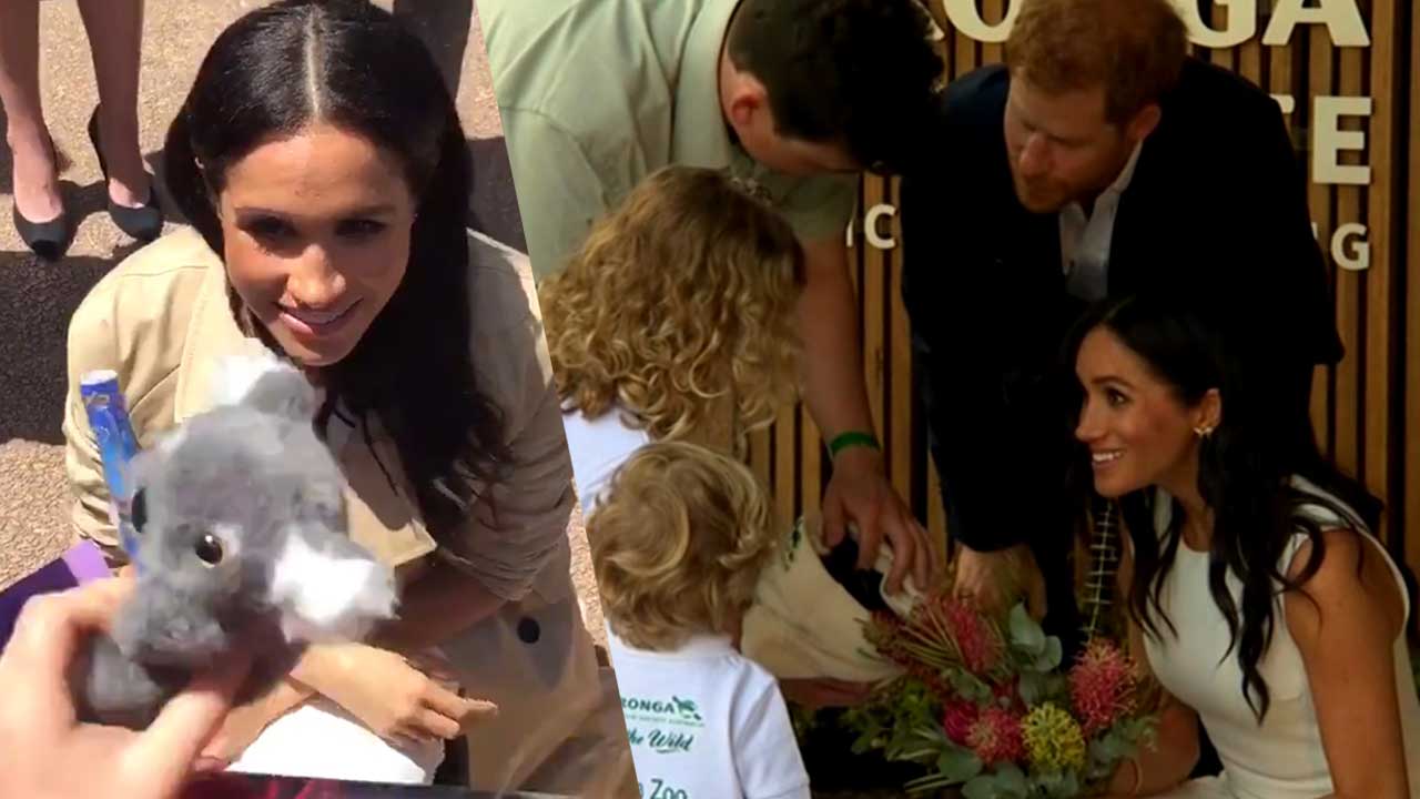 Sweet video: Girl gives Meghan toy koala 'for your baby'