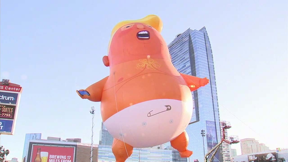 'Baby Trump' balloon floats above downtown LA