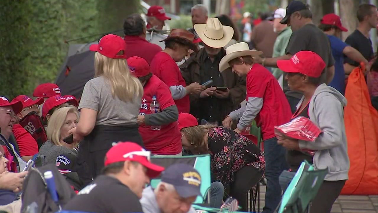 Trump supporters camp out ahead of Toyota Center rally