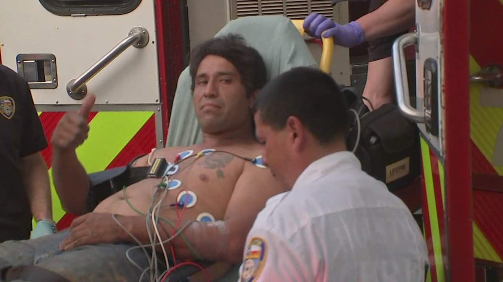 Worker rescued after getting trapped in trench collapse beneath ...