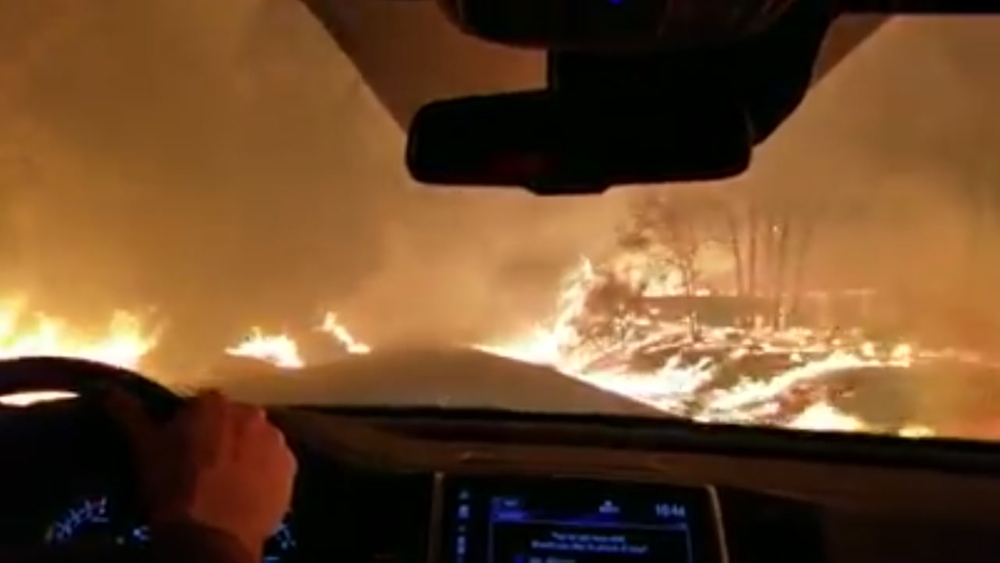 VIDEO: Paradise resident drives wrong way down road to escape Camp Fire flames