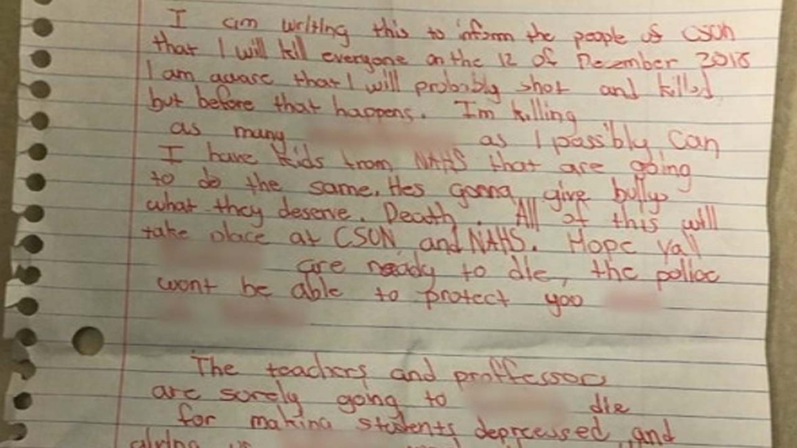 CSUN threat letter: Police increase patrols amid new threat of mass ...