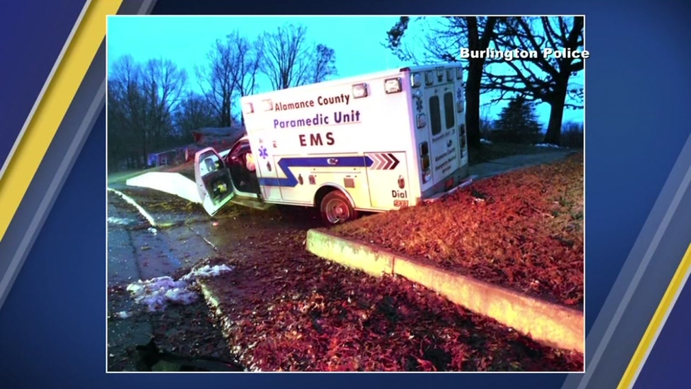 Ambulance crashes in Burlington
