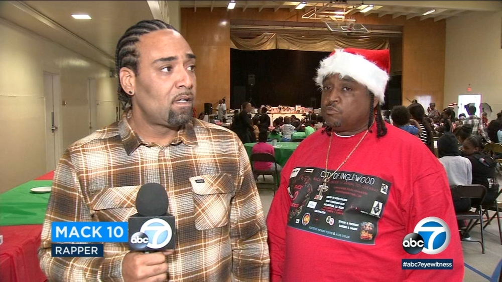 Rapper Mack 10 holds toy giveaway in Inglewood