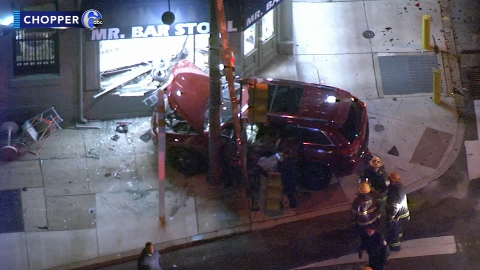 Old City collision sends car into Mr. Bar Stool, 1 hospitalized 6abc