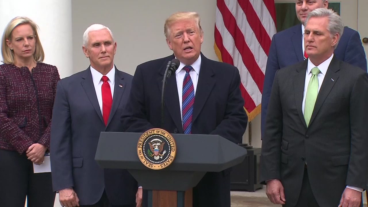 President Trump speaks after meeting with congressional leaders on the government shutdown