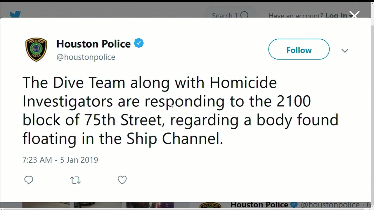 Crews responding to body found floating in Ship Channel