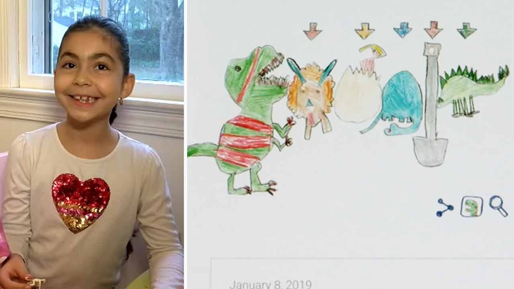 Girl wins Doodle for Google contest with adorable dinosaurs