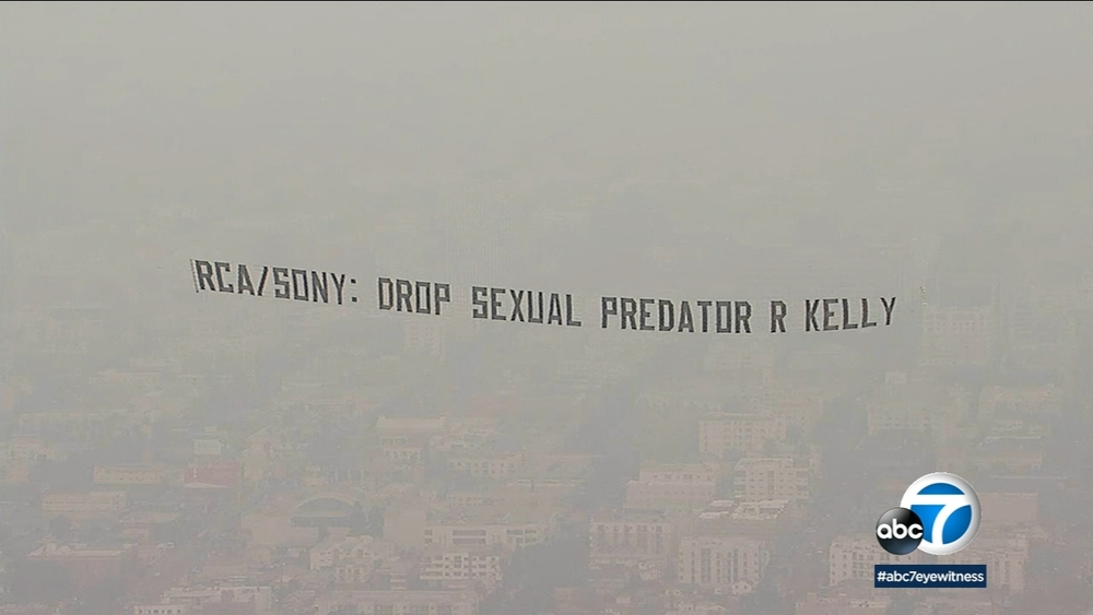 Women's rights group flies R. Kelly banner over Sony offices