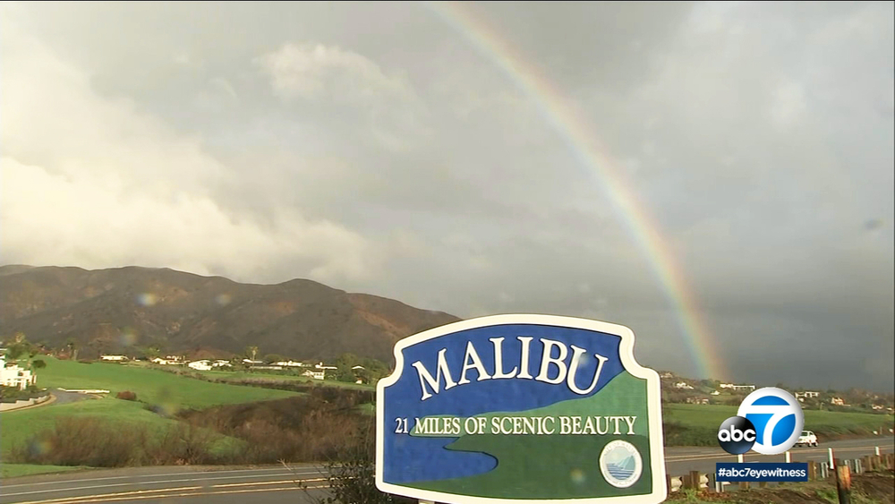 SoCal storm illuminates Malibu with colorful rainbow