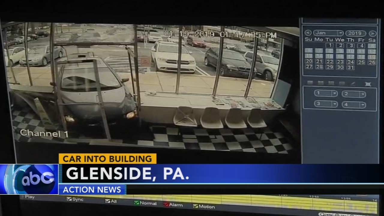 Driver crashes car into laundromat in Glenside