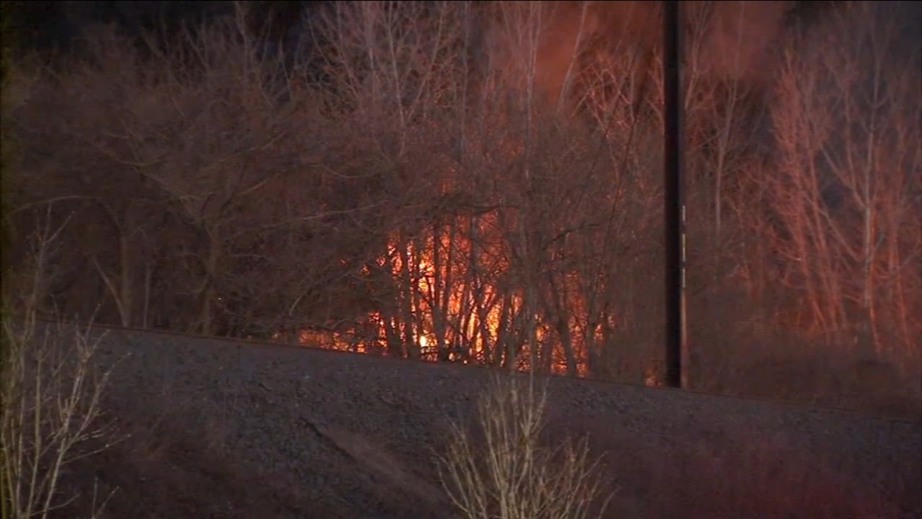 large fire burns near