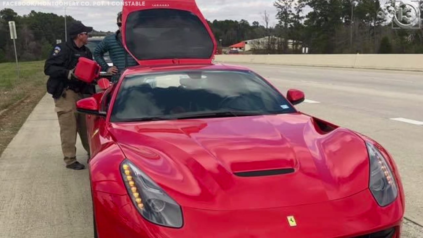 ROADSIDE RESCUE Ferrari driver gets help from constable's office