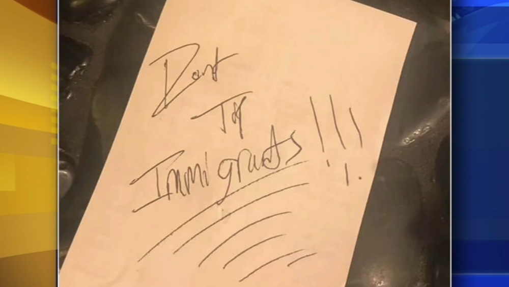 Disturbing message left on back of receipt at Bordentown cafe