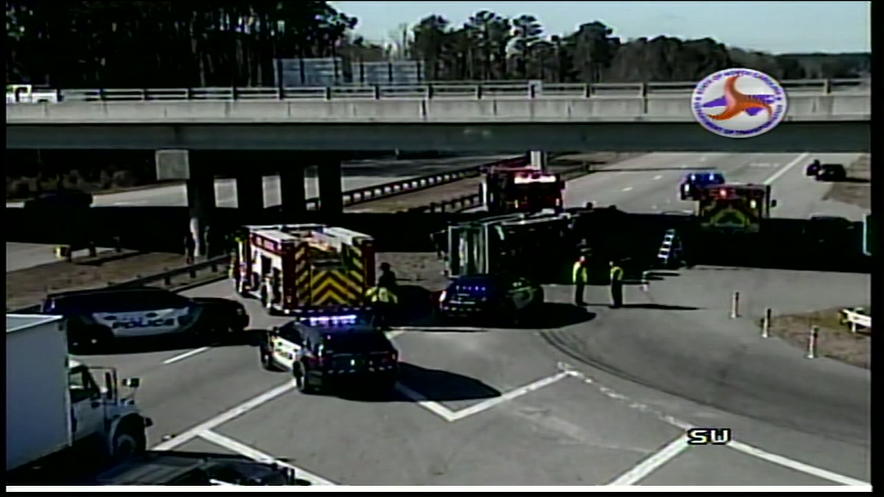 Overturn dump truck shuts down westbound US-64