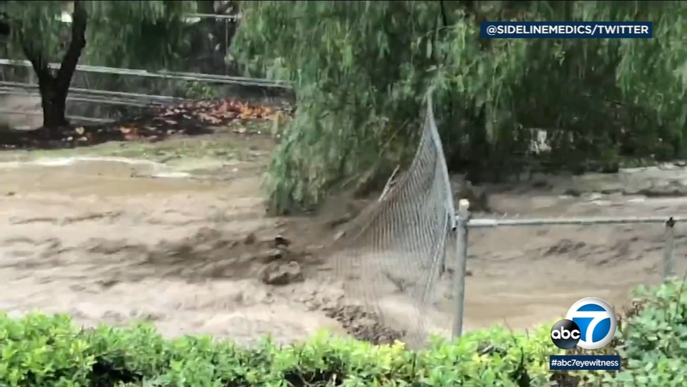 Torrent of water tears through Challenger Park in Simi Valley: VIDEO