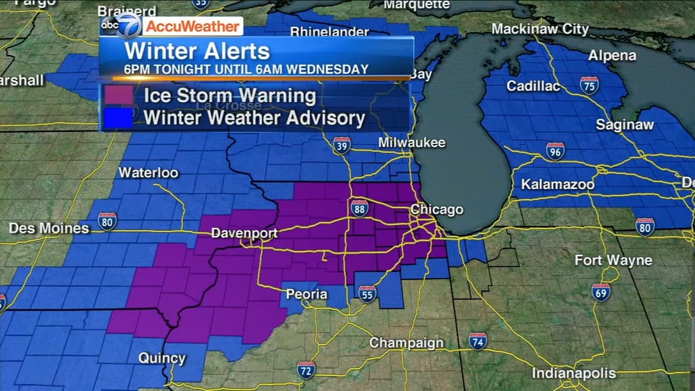 Ice Storm Warning issued for Chicago area for Tuesday evening
