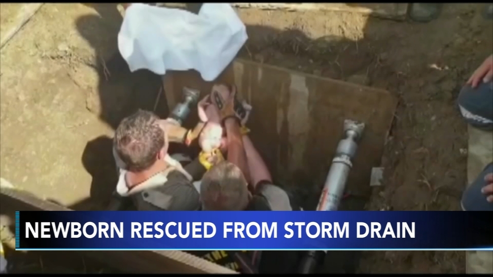Newborn baby rescued from storm drain