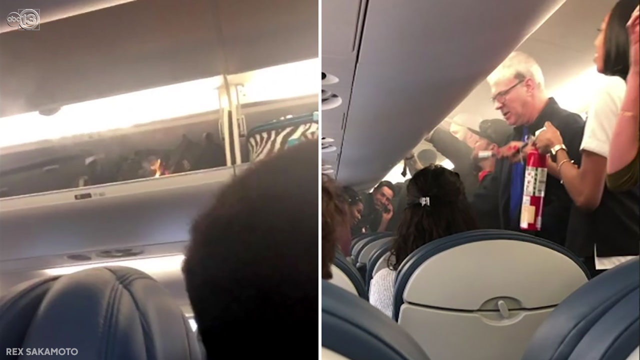 Fire erupts in cabin of jet before takeoff at LaGuardia