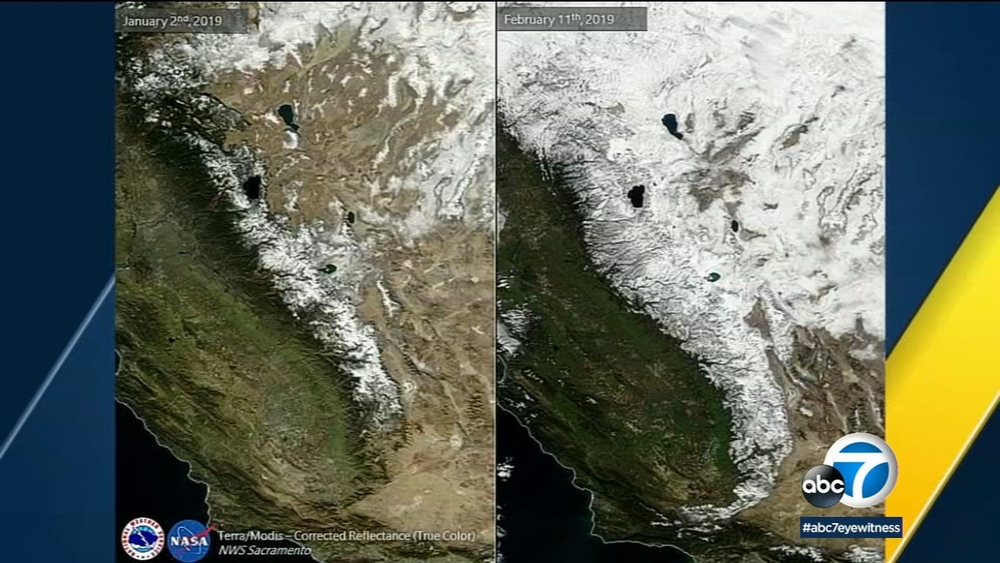 NASA shows CA snowpack that can be seen from space