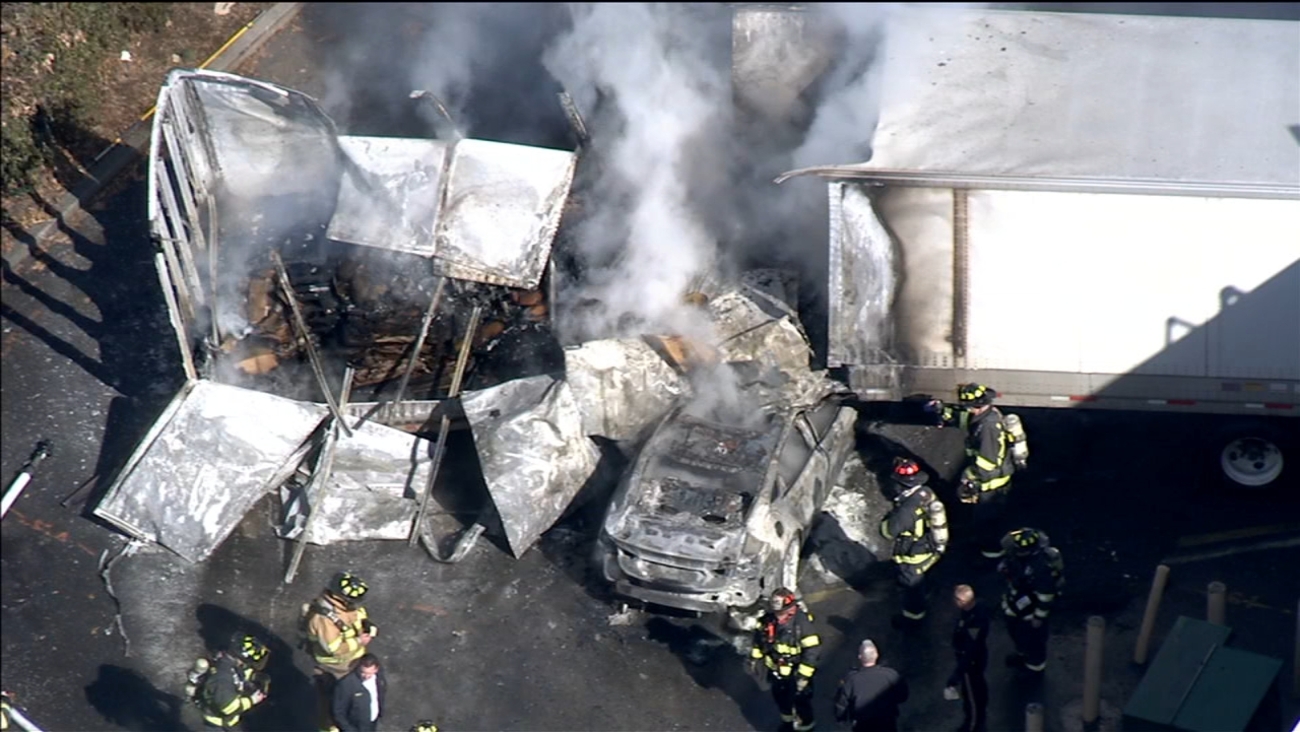 fire erupts after car