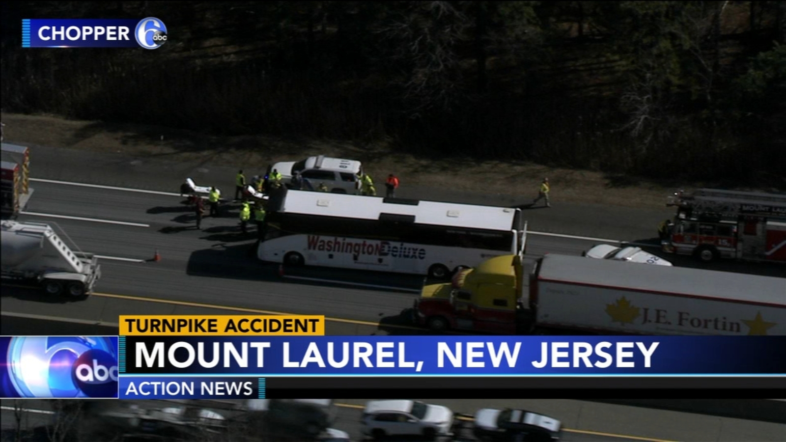 Several Hurt After Bus Collides With Tractor Trailer In Mount Laurel 6abc Philadelphia