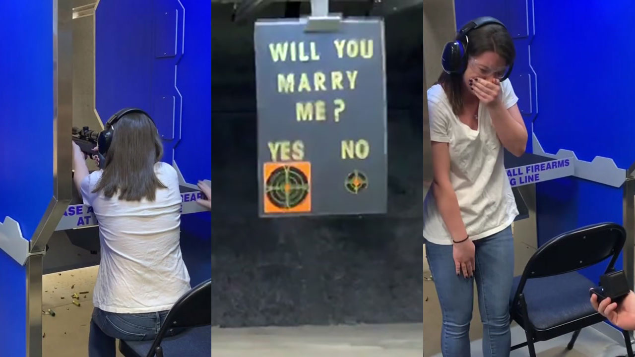 'Will you marry me? Shoot yes or no'
