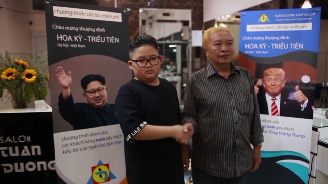 Kim or Trump? Vietnam barber offers leaders' hairdos for free