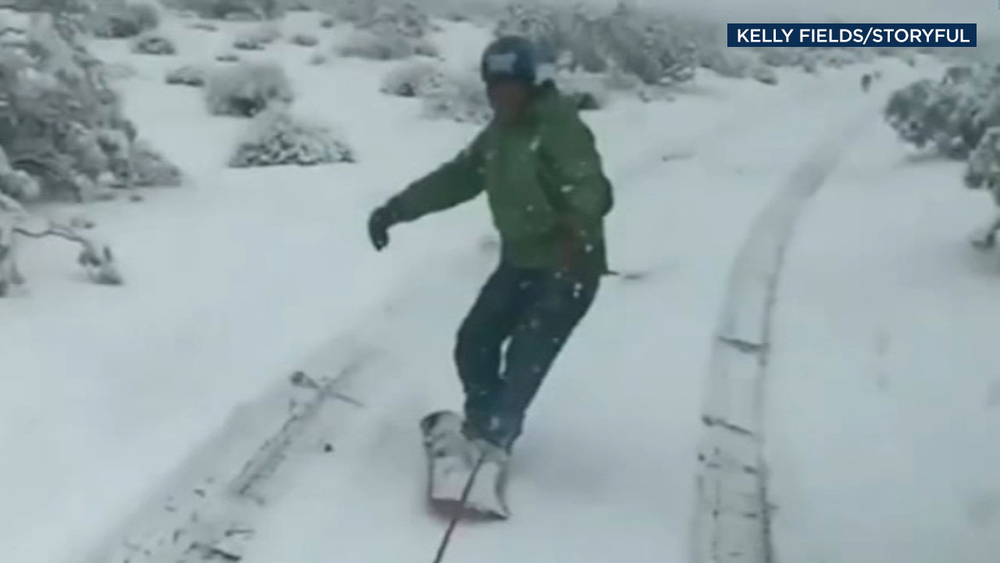 WATCH: Snowboarder shreds fresh powder in Joshua Tree