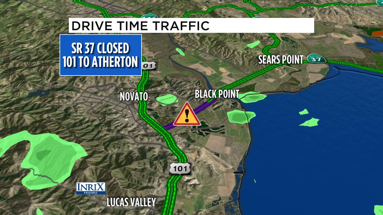 Highway 37 closed in Novato due to flooding