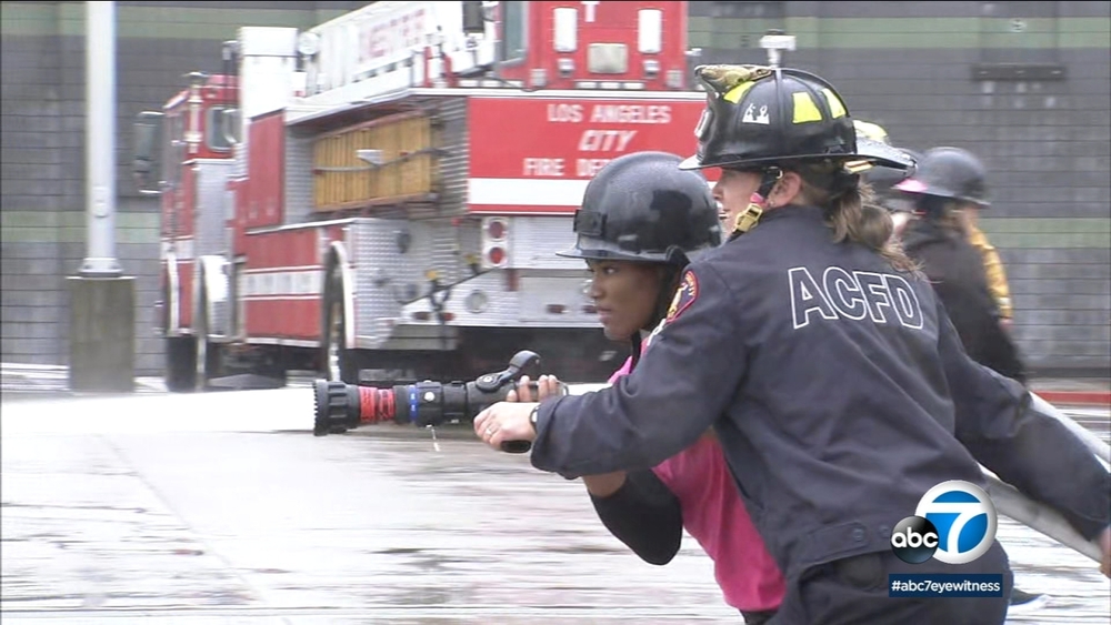 Teen girls learn what it takes to be an LAFD firefighter