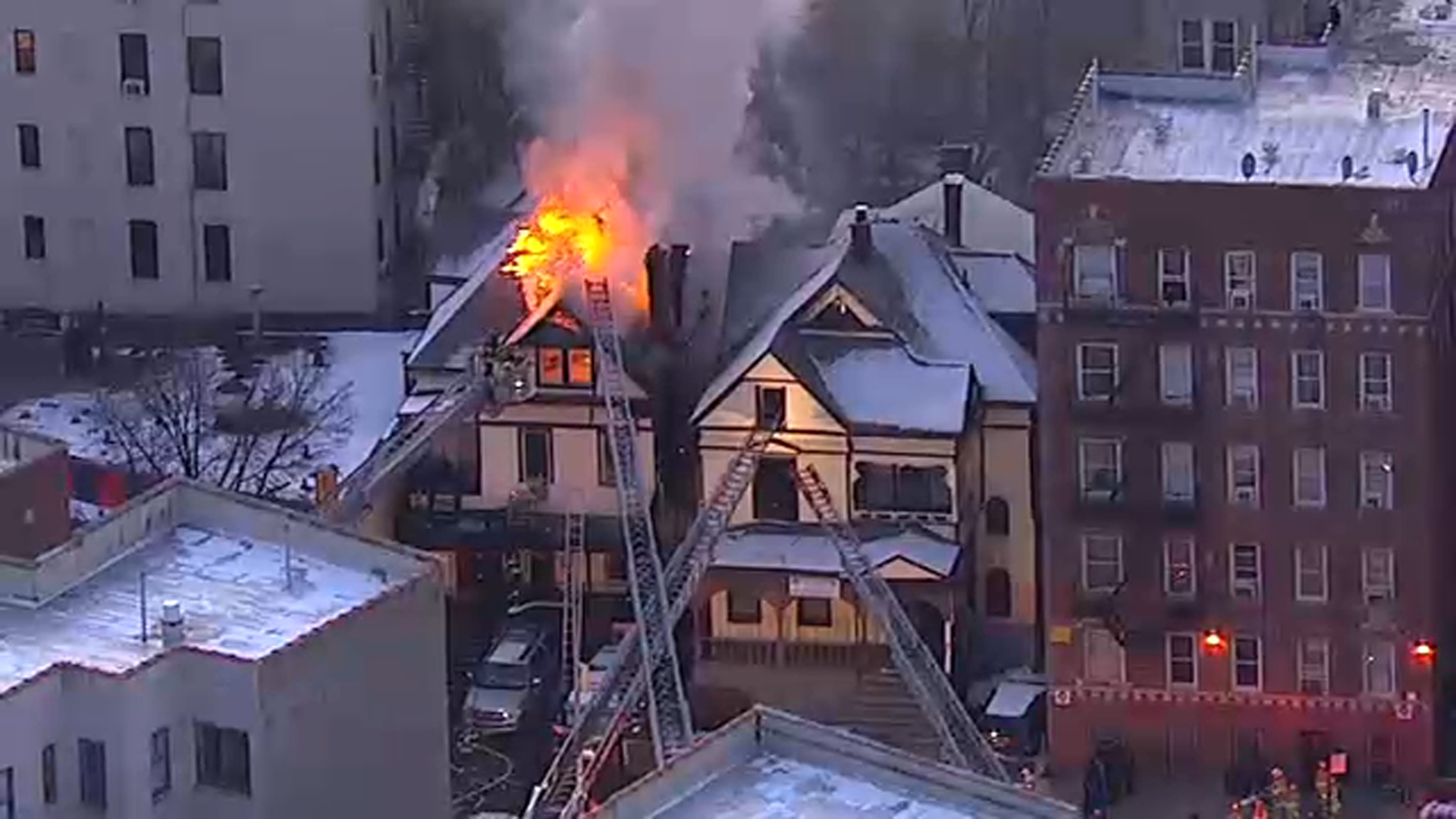 Fire burns through homes in athe Bronx