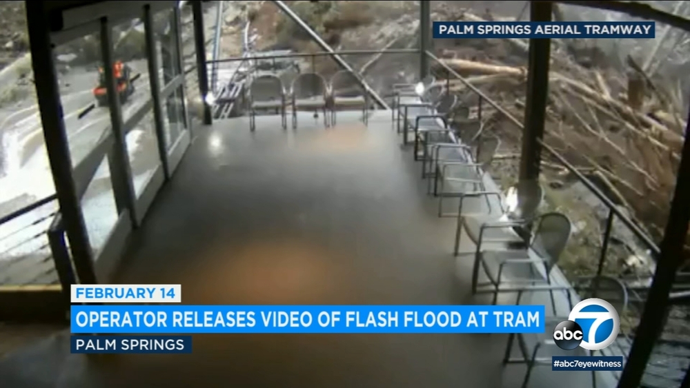 VIDEO: Rushing flood waters, debris slam Palm Springs tram