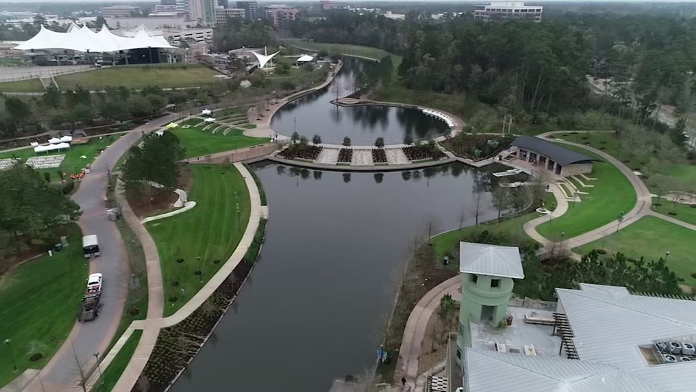 HTX+: View of The Woodlands from a drone