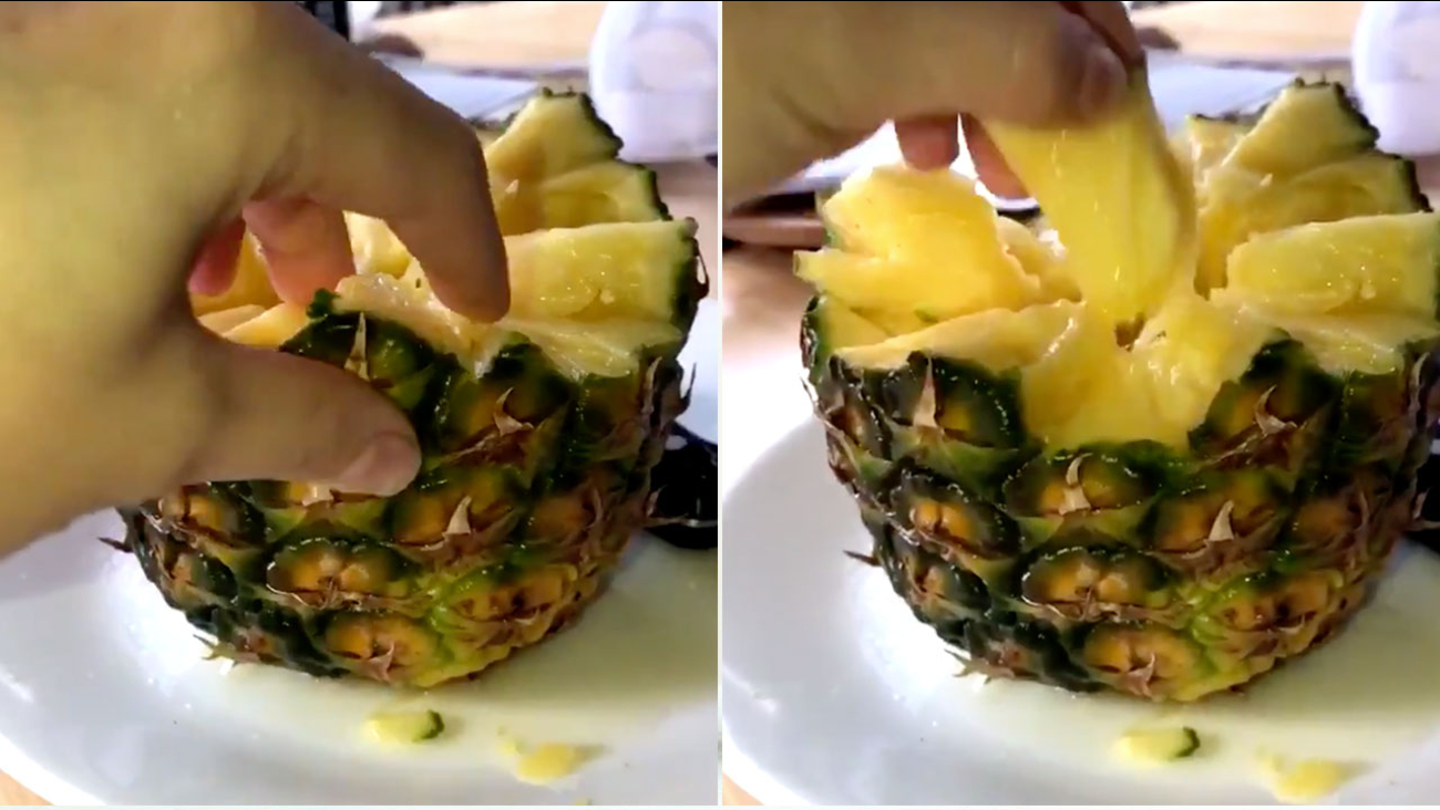 How to peel a pineapple Unconventional method goes viral