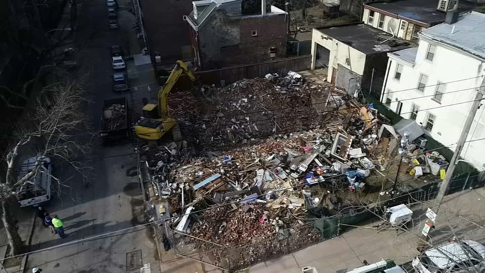 Drone 6 over house collapse in Fishtown
