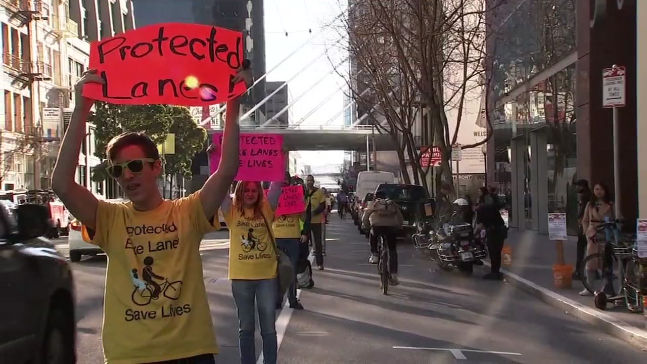 Cyclists demand safer streets and protected bike lanes from Folsom to Howard