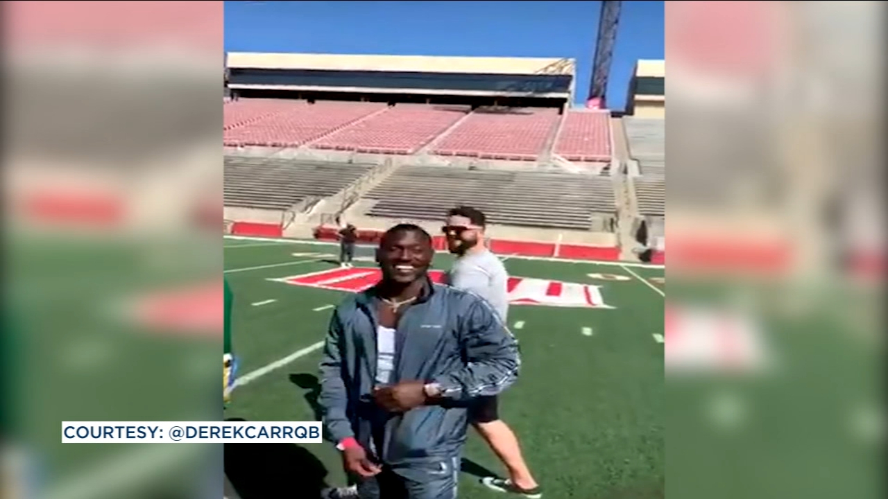 Derek Carr returns to Fresno to celebrate son's birthday at Bulldog Stadium