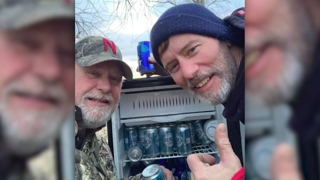Men find fridge full of beers while cleaning up flooded field 