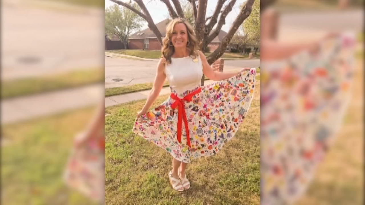 Texas teacher wears dress made from student art