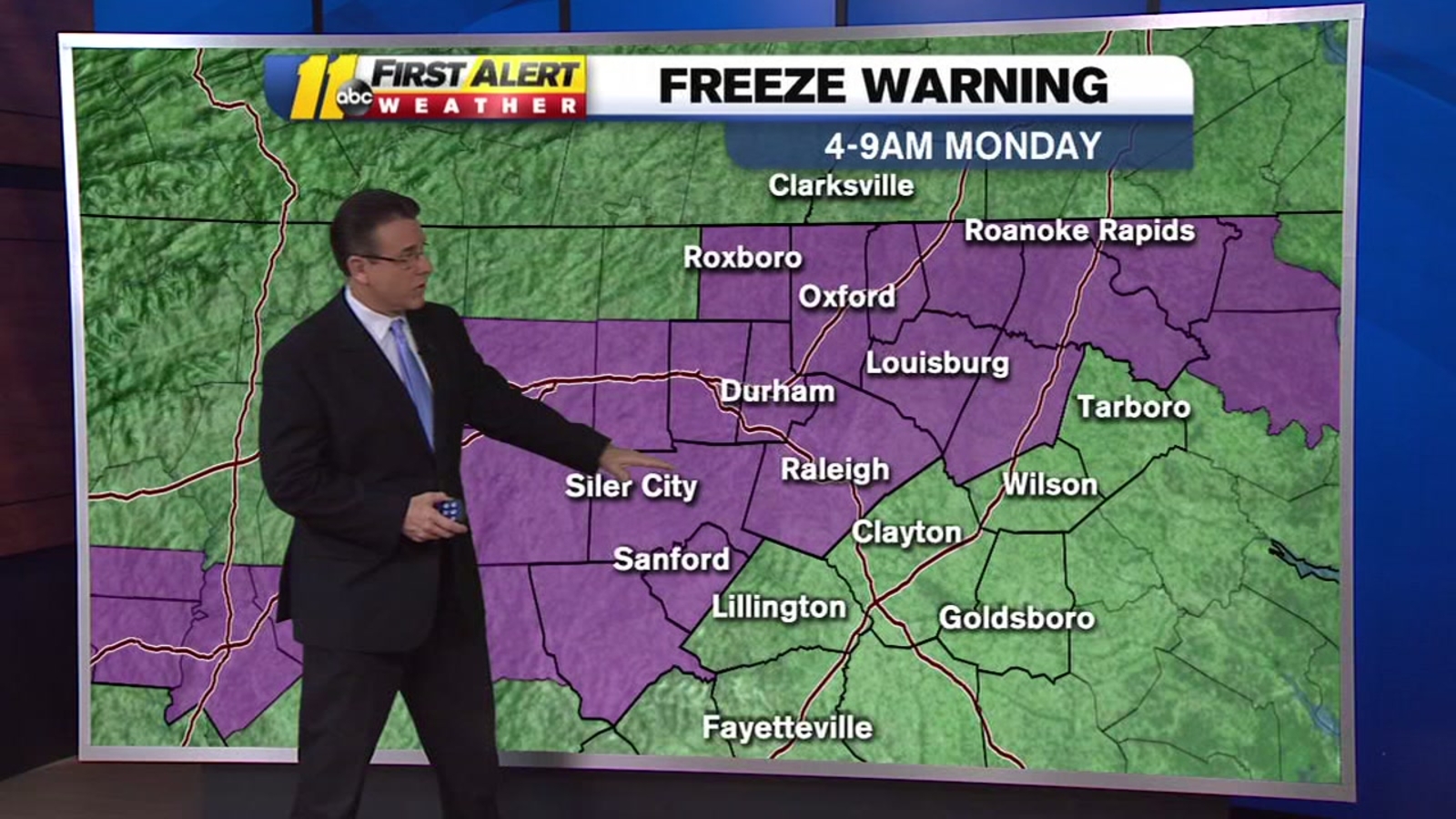 Freeze warning issued as cold air moves in Sunday night - ABC11 Raleigh ...