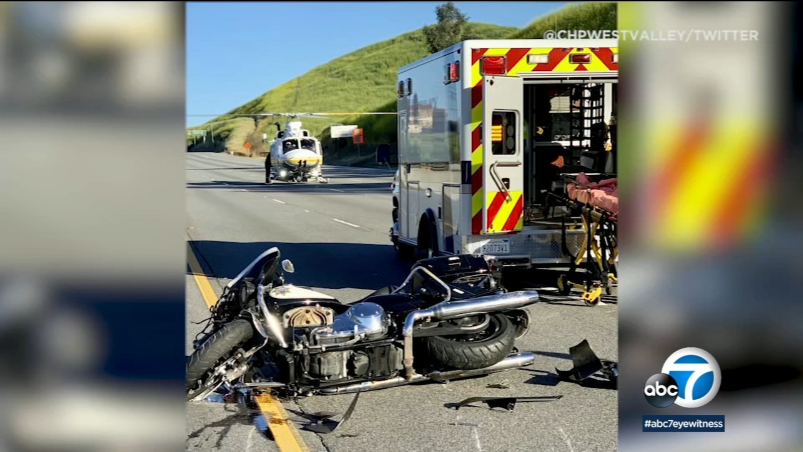 CHP motorcycle officer airlifted after crash on 101 Freeway in Agoura