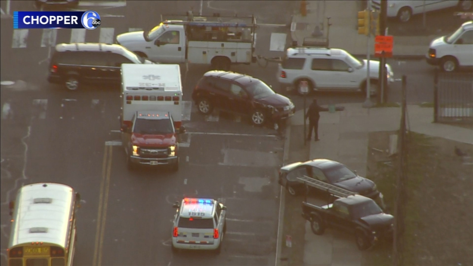 Frankford crash ends with car on fire, person injured - 6abc Philadelphia