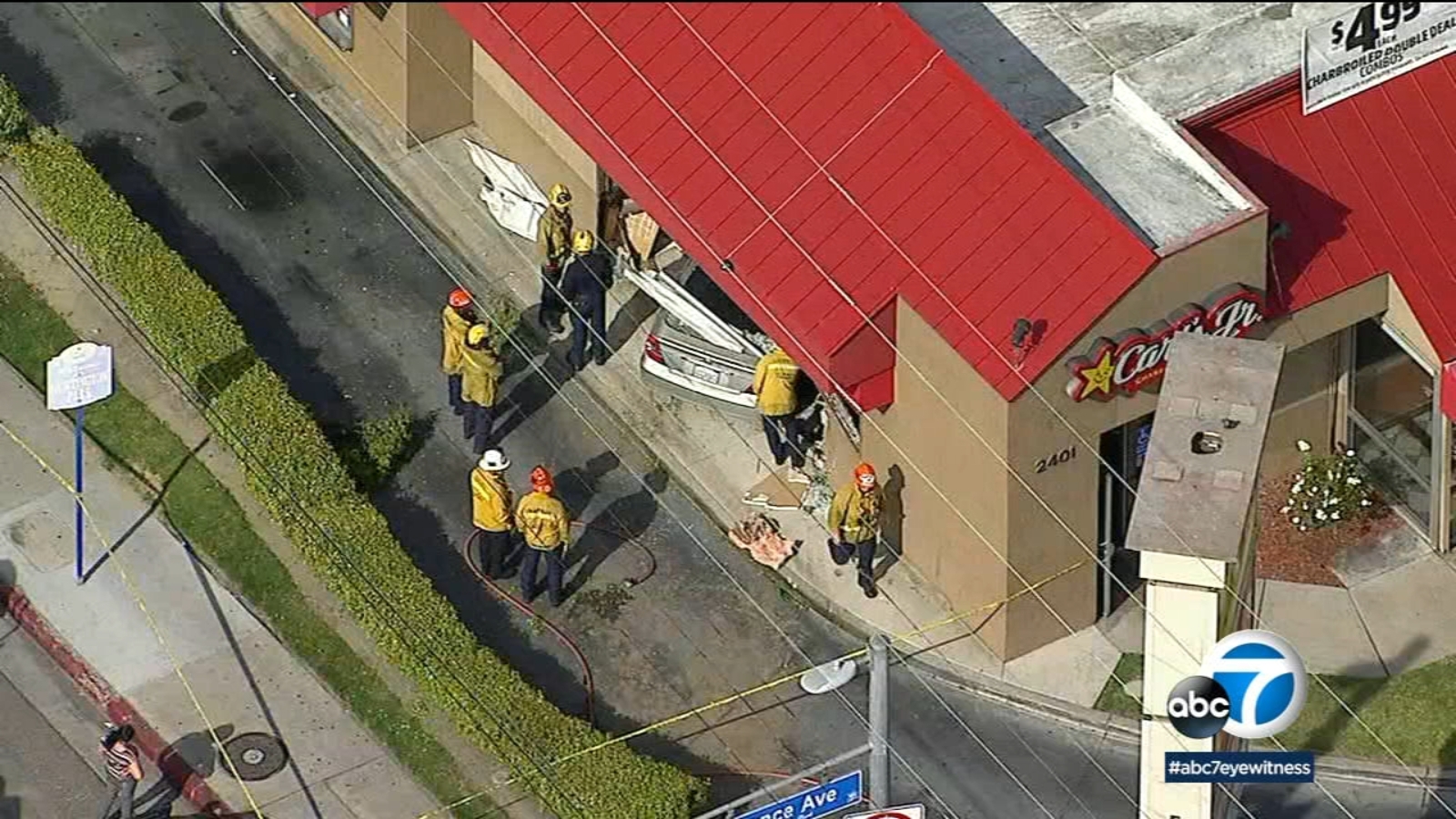 5 injured after car crashes into Carl's Jr. in Huntington Park ABC7