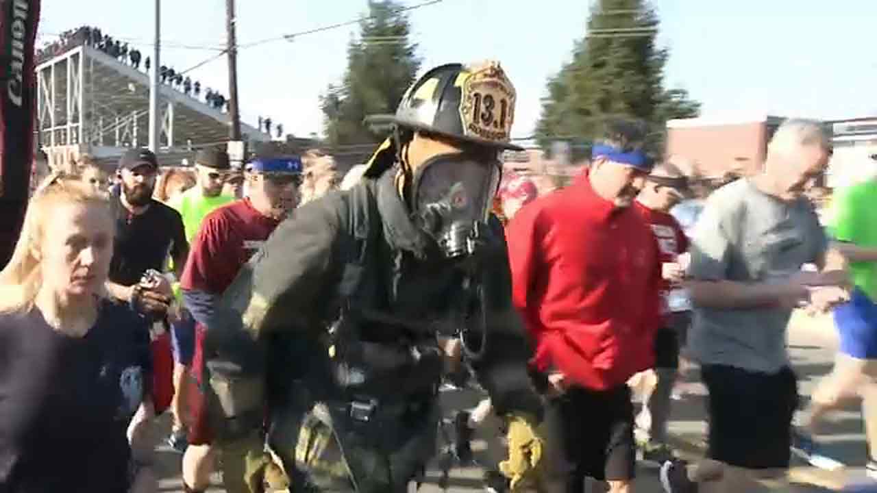 Firefighter Ran Firefighter runs half marathon in full gear in memory of his dad in ...