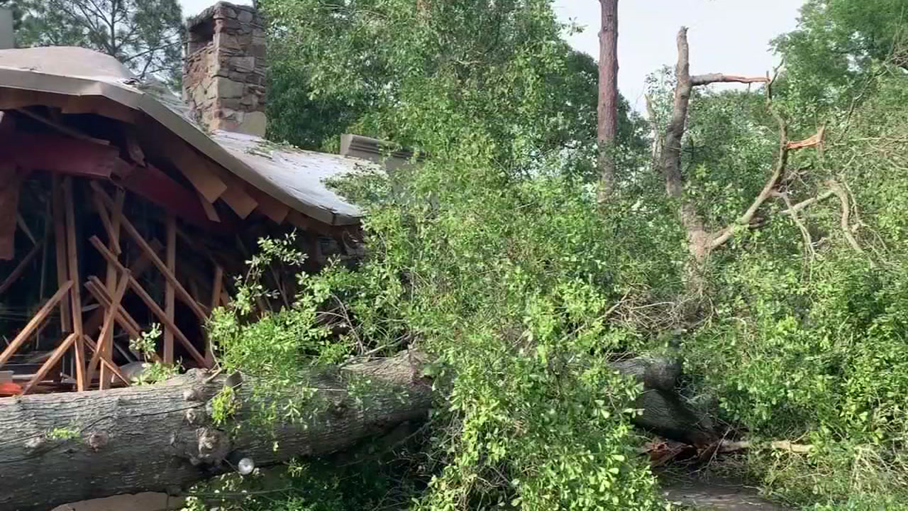 A tree fell on the restaurant at the Walden on Lake Conroe Golf Club.