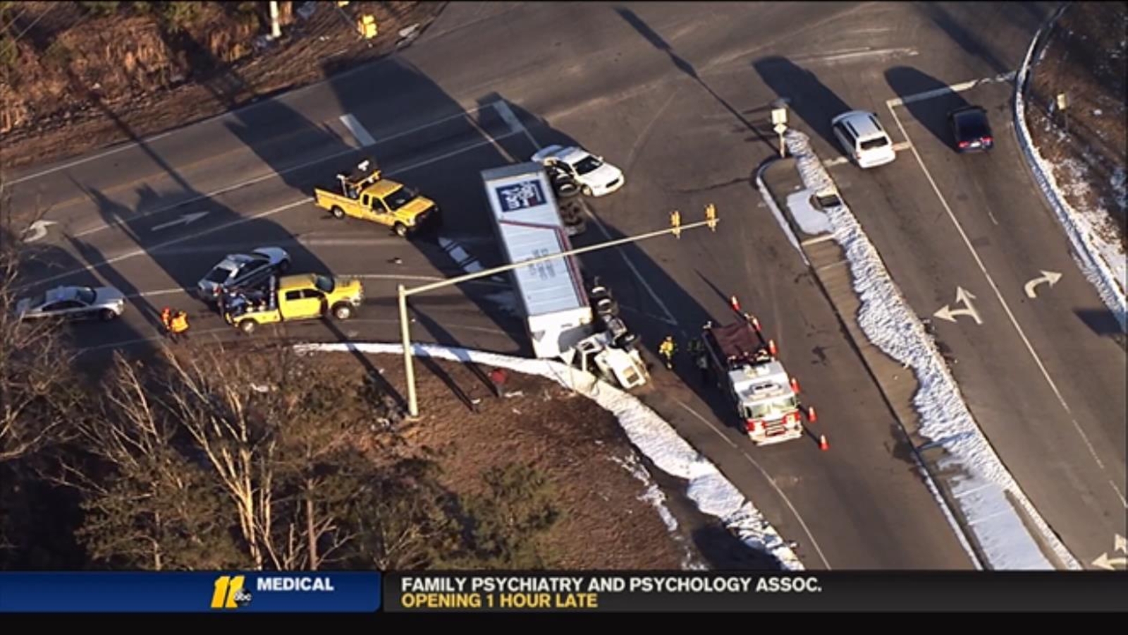 Overturned big rig on US 64/264 at Hodge Road ABC11 RaleighDurham