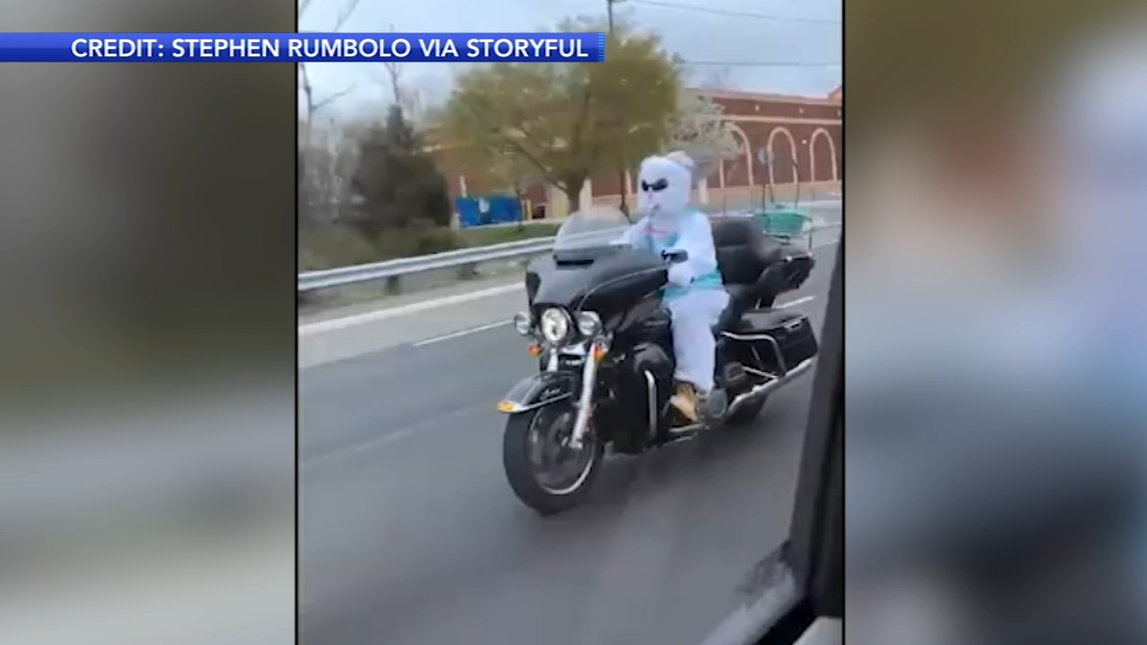 Easter Bunny spotted on motorcycle in New Jersey