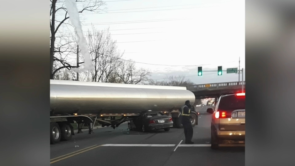 Crash between tanker truck and car shuts down Harlem Ave. in Lyons